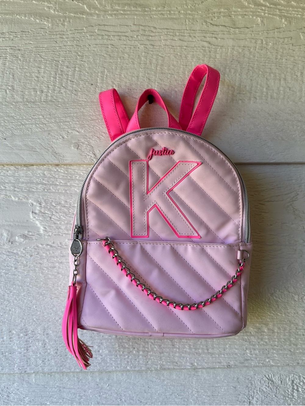 Pink Justice “K” mini backpack